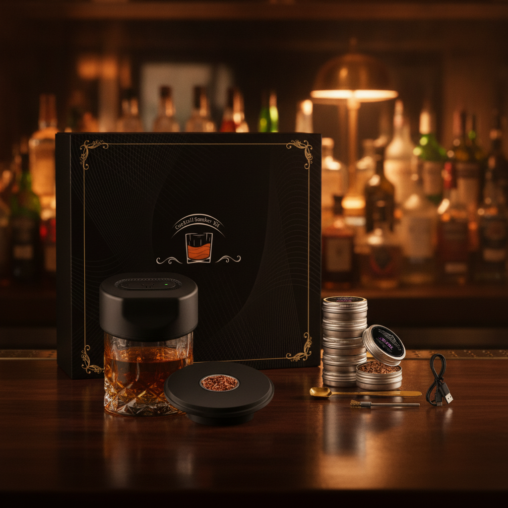HomyPoint Electric Cocktail Smoker Kit – Torch-Free Whiskey & Bourbon Smoker